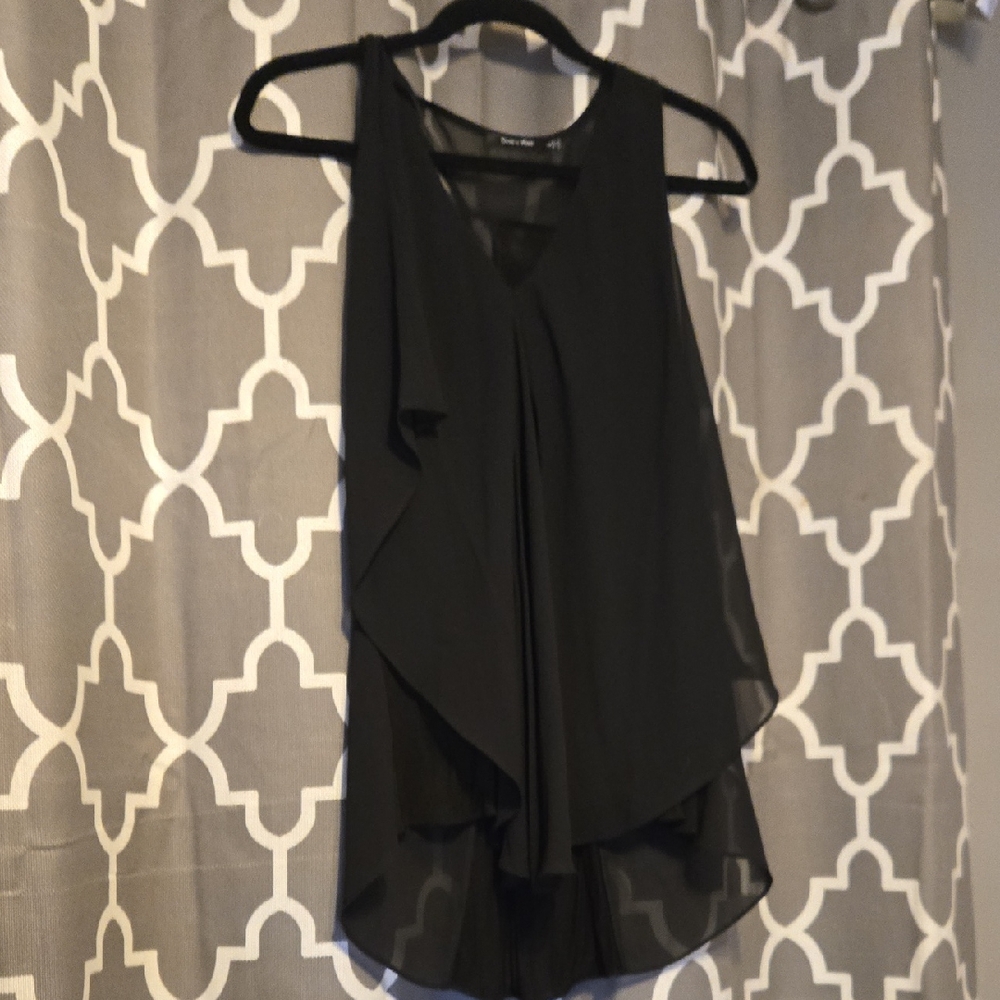 Doe & Rae Black Layered Sleeveless Blouse Womens Large